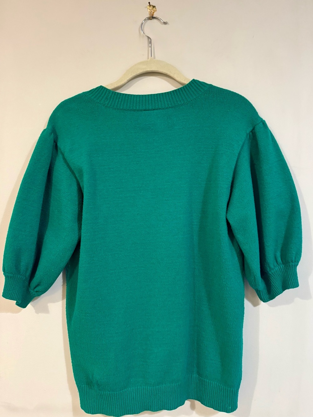 Anthropologie MOTH Connelly Kelly Green Puff Sleeve Sweater, Medium - Picture 6 of 10